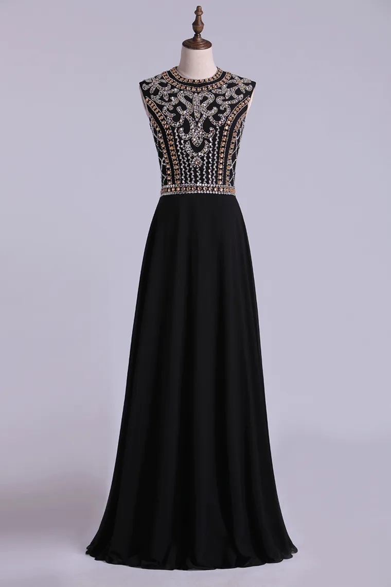 2024 Prom Dresses  A-Line High-Neck Floor-Length Chiffon