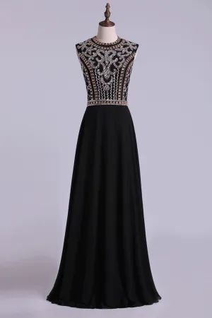 2024 Prom Dresses  A-Line High-Neck Floor-Length Chiffon