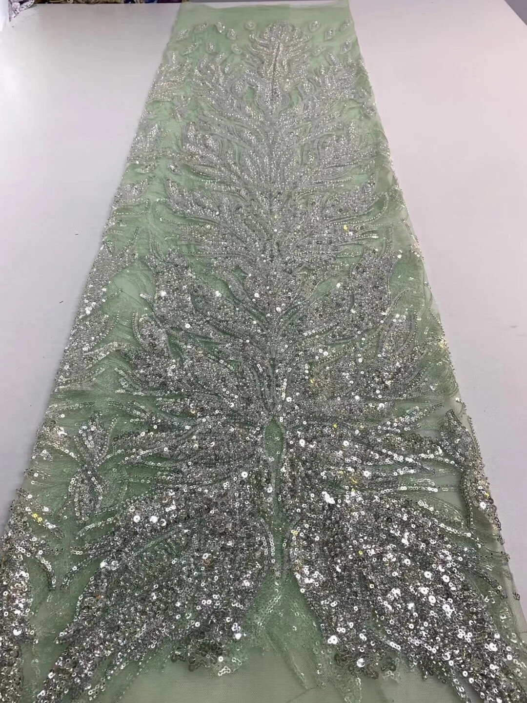 5 YARDS / 16 COLORS / Cyrielle Luxurious Beaded Embroidery Glitter Mesh Lace  Party Prom Bridal Dress Fabric