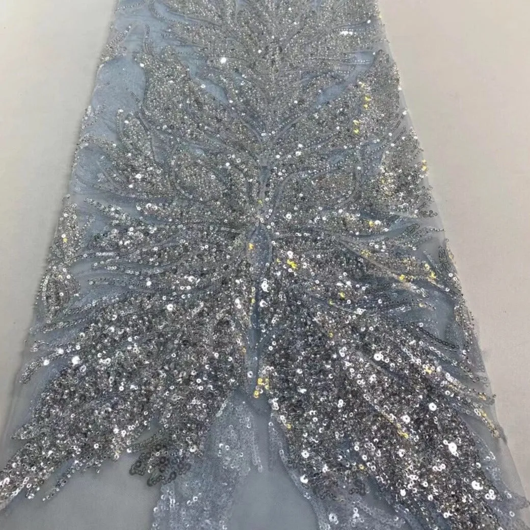5 YARDS / 16 COLORS / Cyrielle Luxurious Beaded Embroidery Glitter Mesh Lace  Party Prom Bridal Dress Fabric