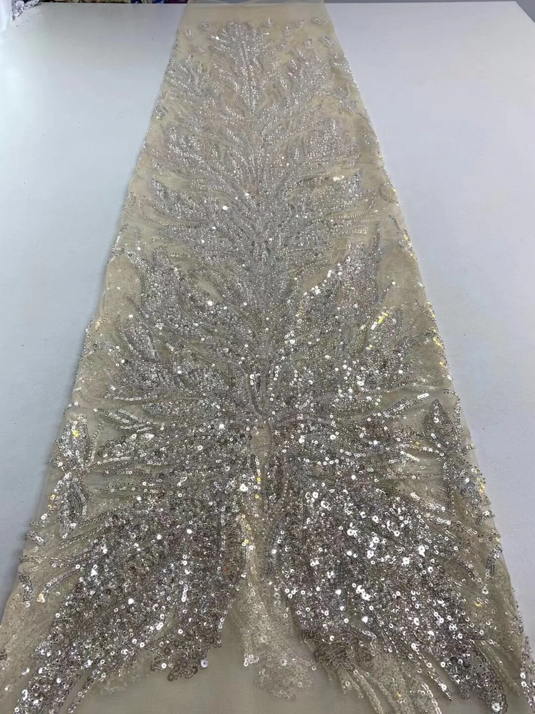 5 YARDS / 16 COLORS / Cyrielle Luxurious Beaded Embroidery Glitter Mesh Lace  Party Prom Bridal Dress Fabric