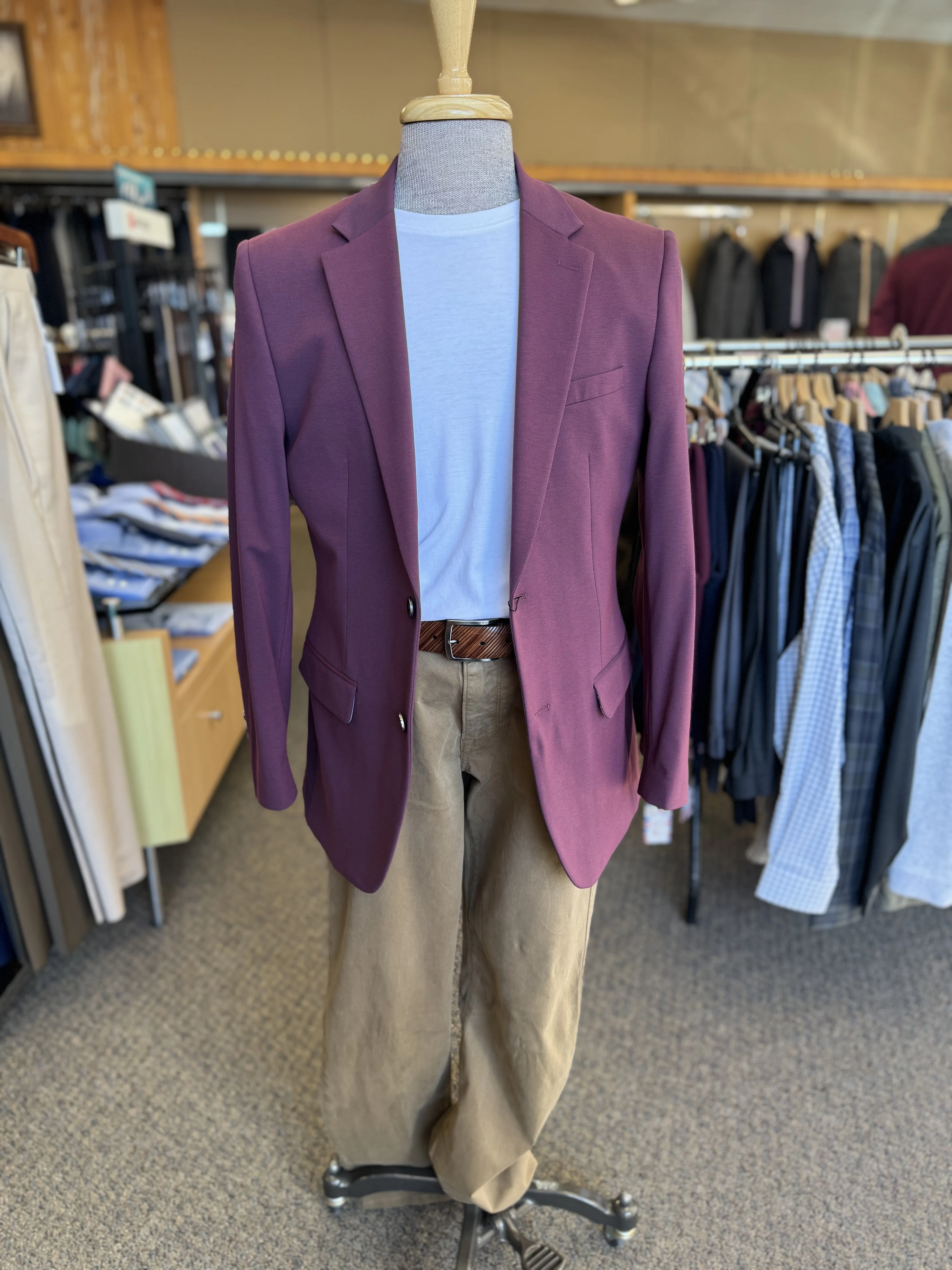 Active Stretch Sport Coat - Burgundy