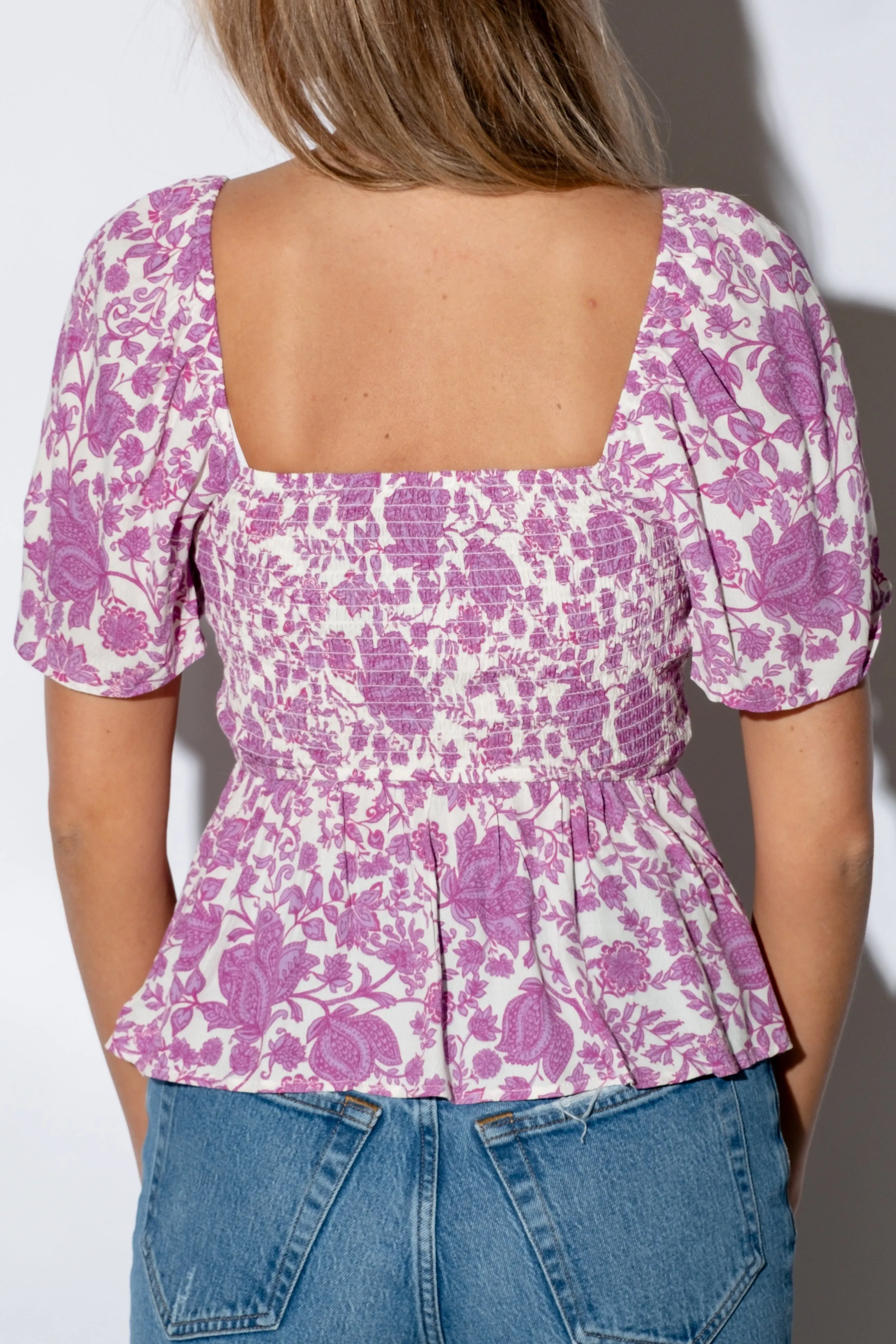 Anastasia Smocked Flutter Sleeve Top