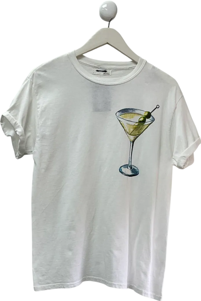 anthropologie White Cocktail Hour Graphic Tee UK L