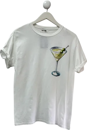 anthropologie White Cocktail Hour Graphic Tee UK L