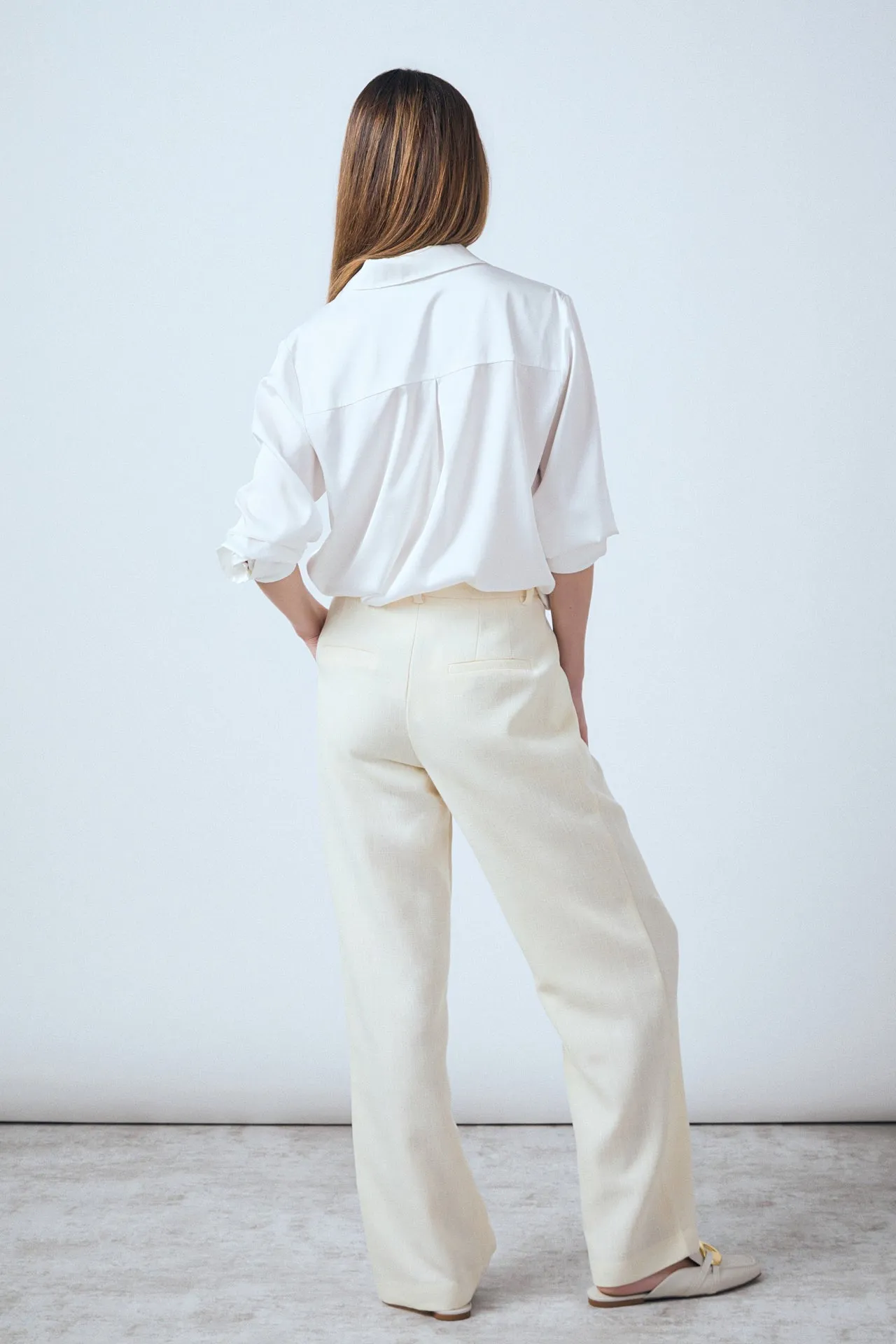 Ashton High Waisted Pleated Linen Pants