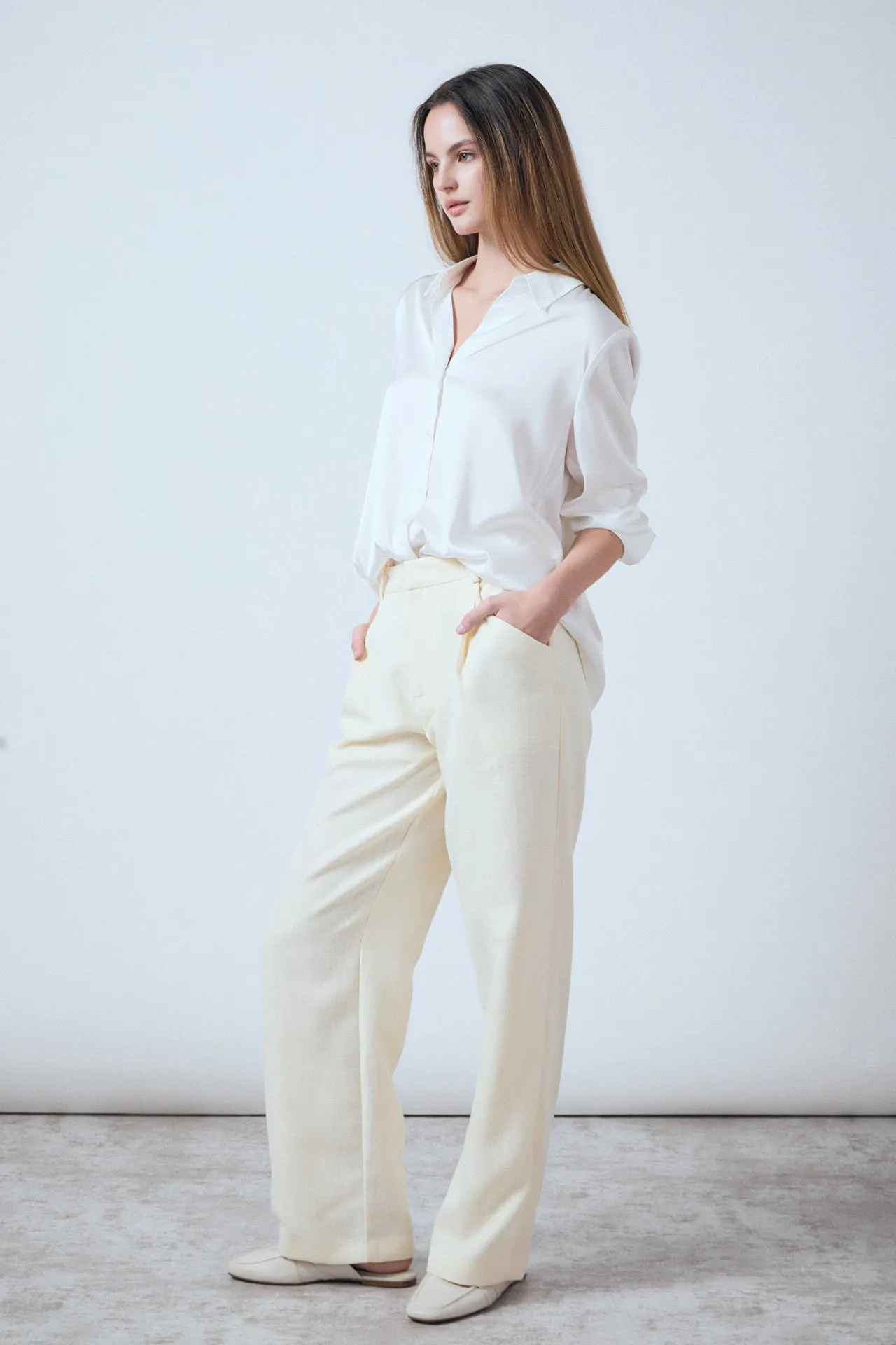Ashton High Waisted Pleated Linen Pants