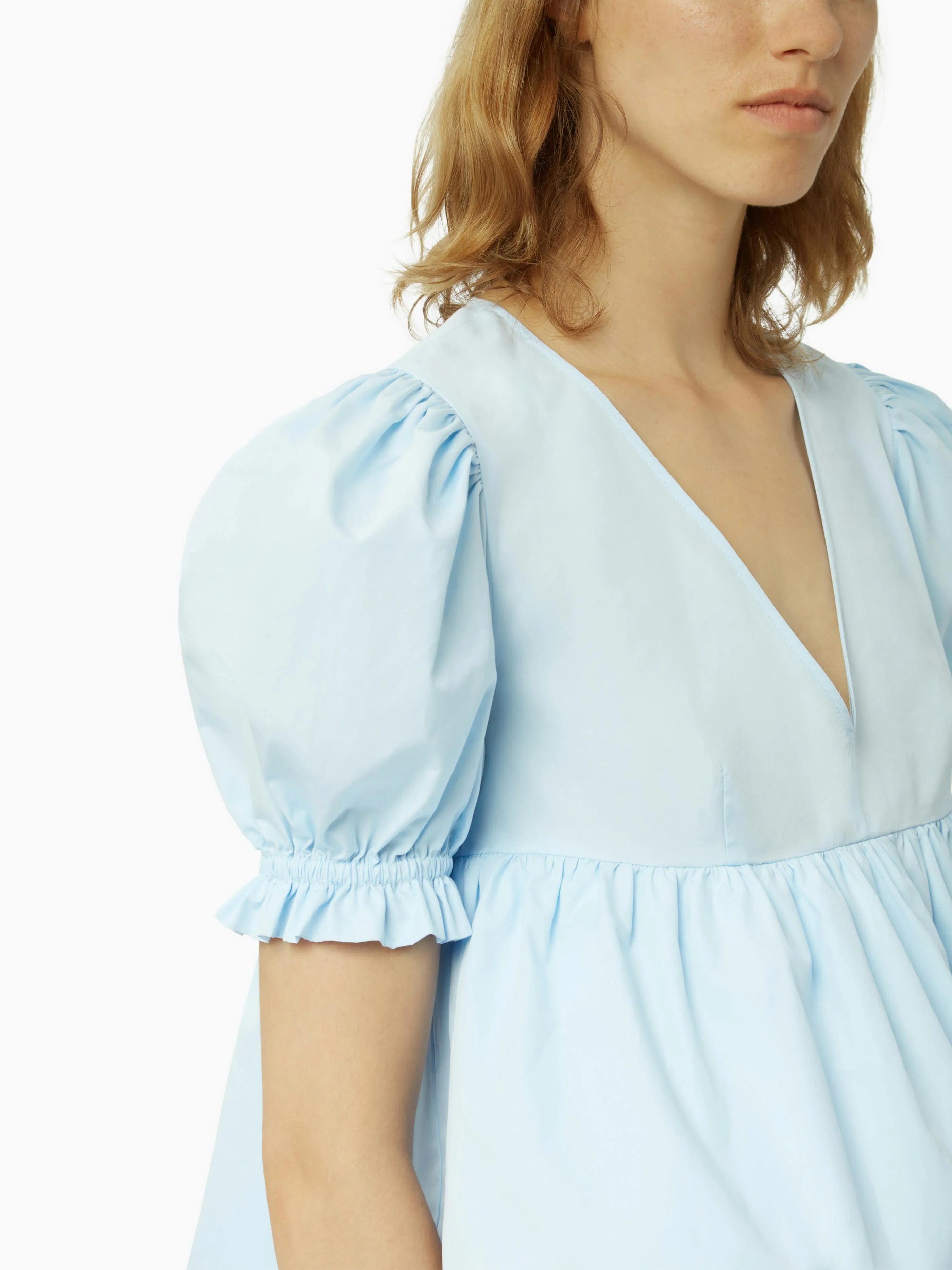 BABYDOLL TOP WITH RUCHED SLEEVES