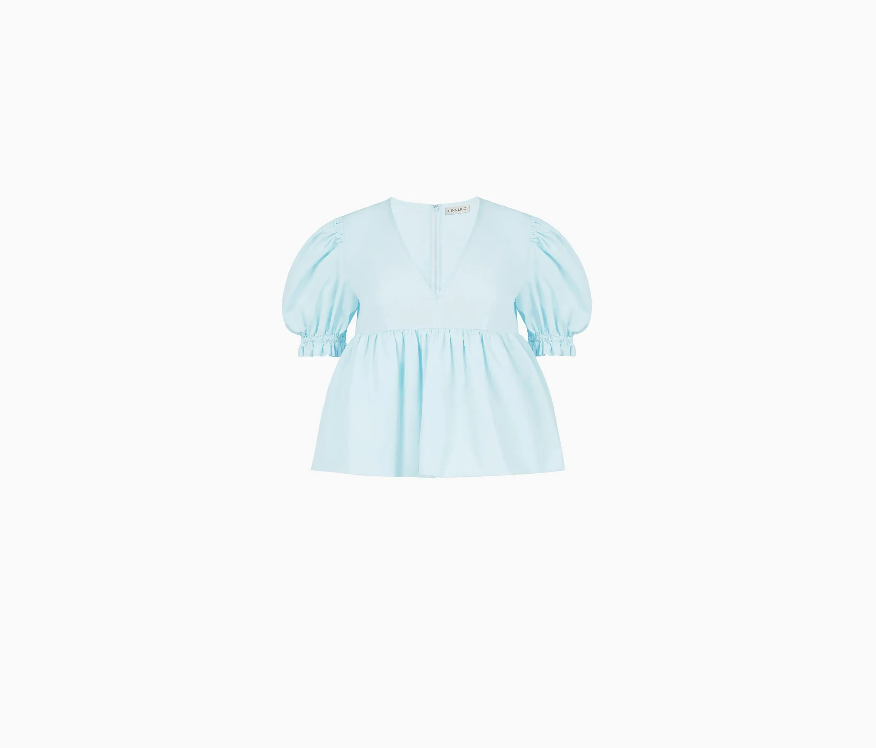 BABYDOLL TOP WITH RUCHED SLEEVES