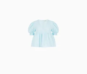 BABYDOLL TOP WITH RUCHED SLEEVES