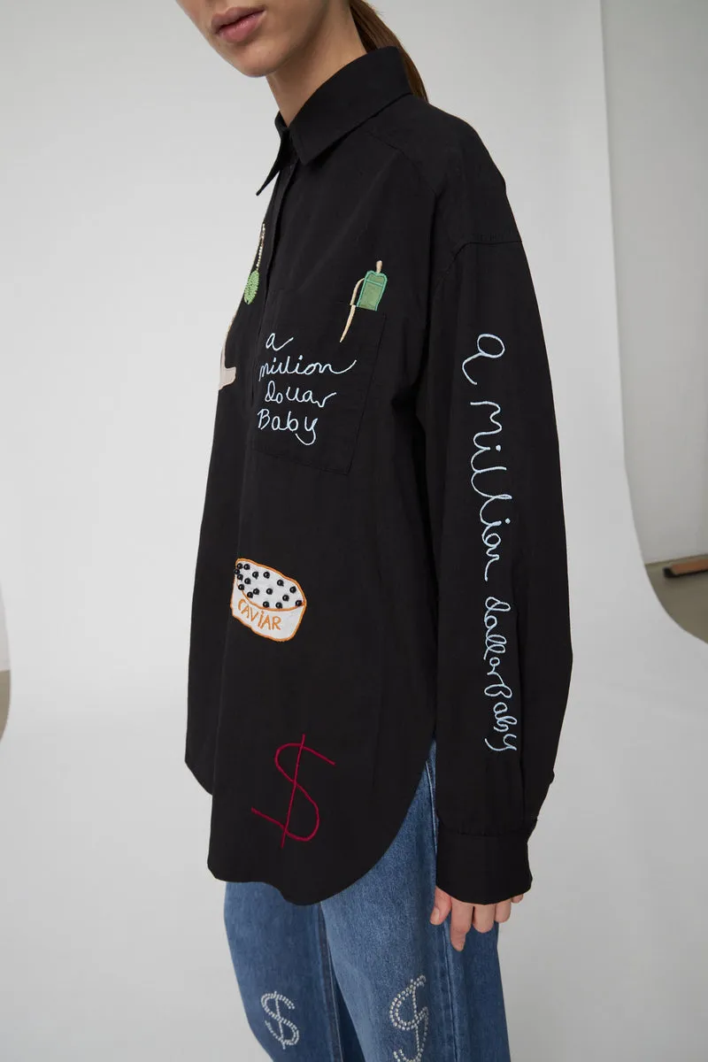 Bead Embellished Shirt in Black