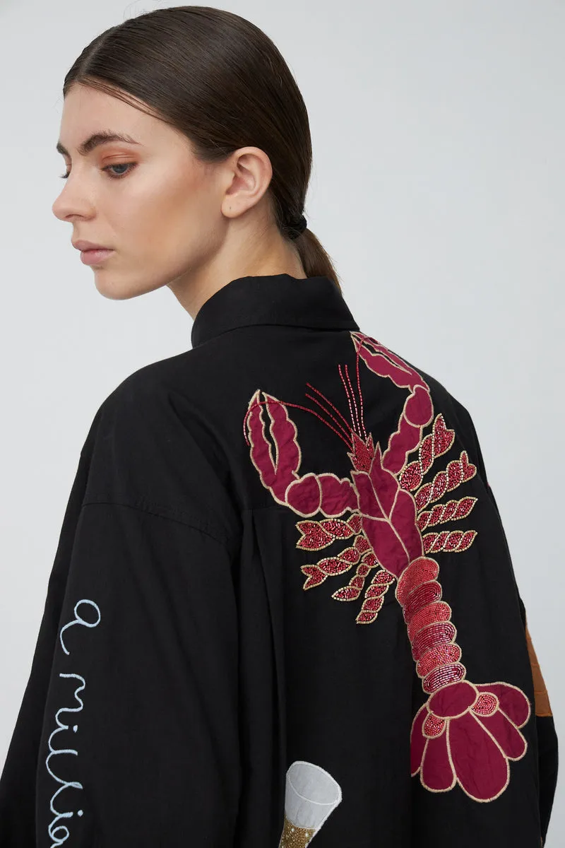 Bead Embellished Shirt in Black