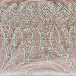 Beaded Lace Fabric Embroidered on 100% Polyester Net Mesh | Lace USA - GD-3785