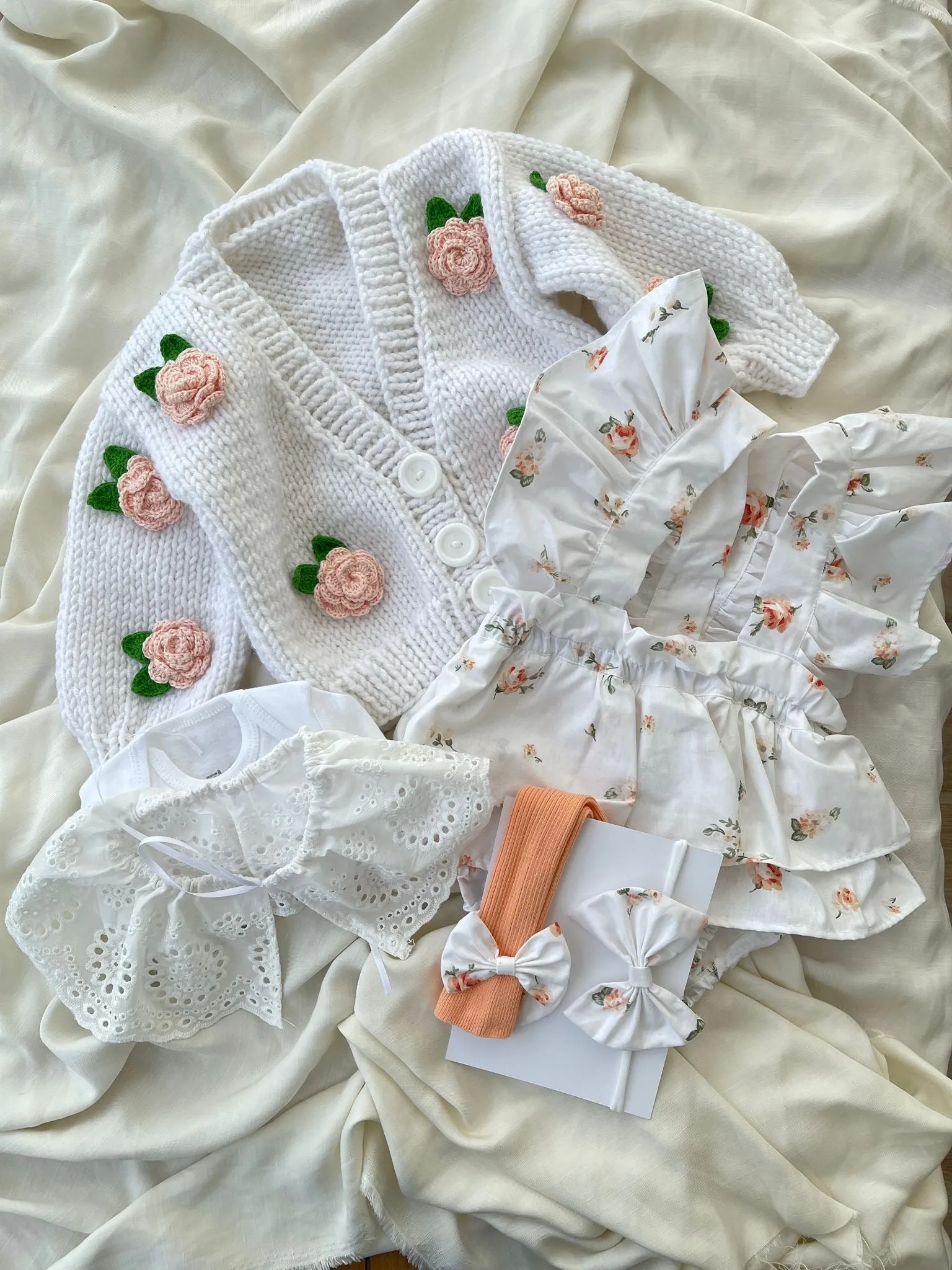 Beautiful Jam pants 5 piece set with rose print details.