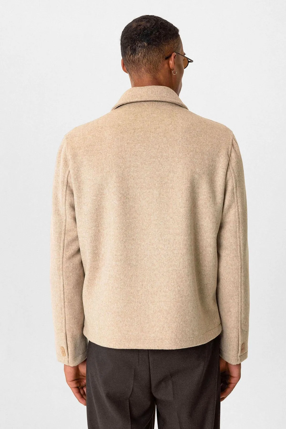 Beige Wool-Blend Seasonal Men's Jacket - Wessi