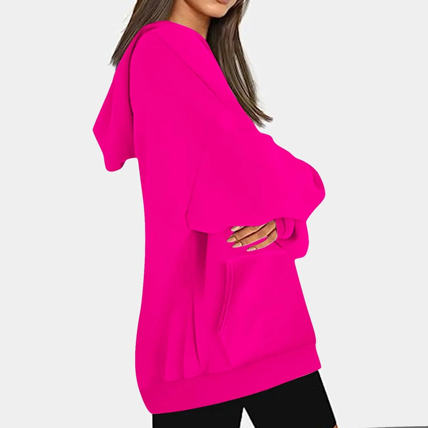 Binmer Oversized Hoodie for Women Sweatshirt Fall Fashion 2024 Outfit Trendy Fleece Pullover Casual Long Sleeve Tops w/Pocket