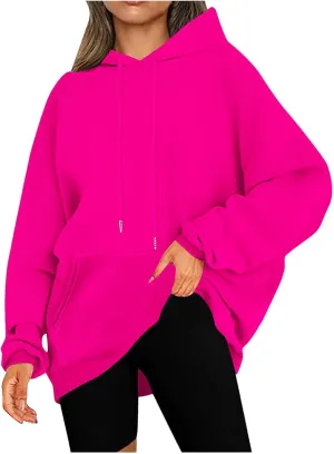 Binmer Oversized Hoodie for Women Sweatshirt Fall Fashion 2024 Outfit Trendy Fleece Pullover Casual Long Sleeve Tops w/Pocket