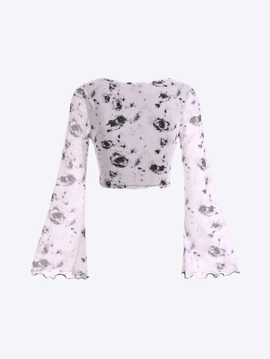 Boho Chic Bell Sleeve Tie-Dye Crop Top