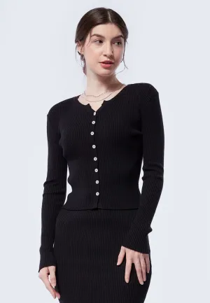 Button Up Rib Knit Cardigan