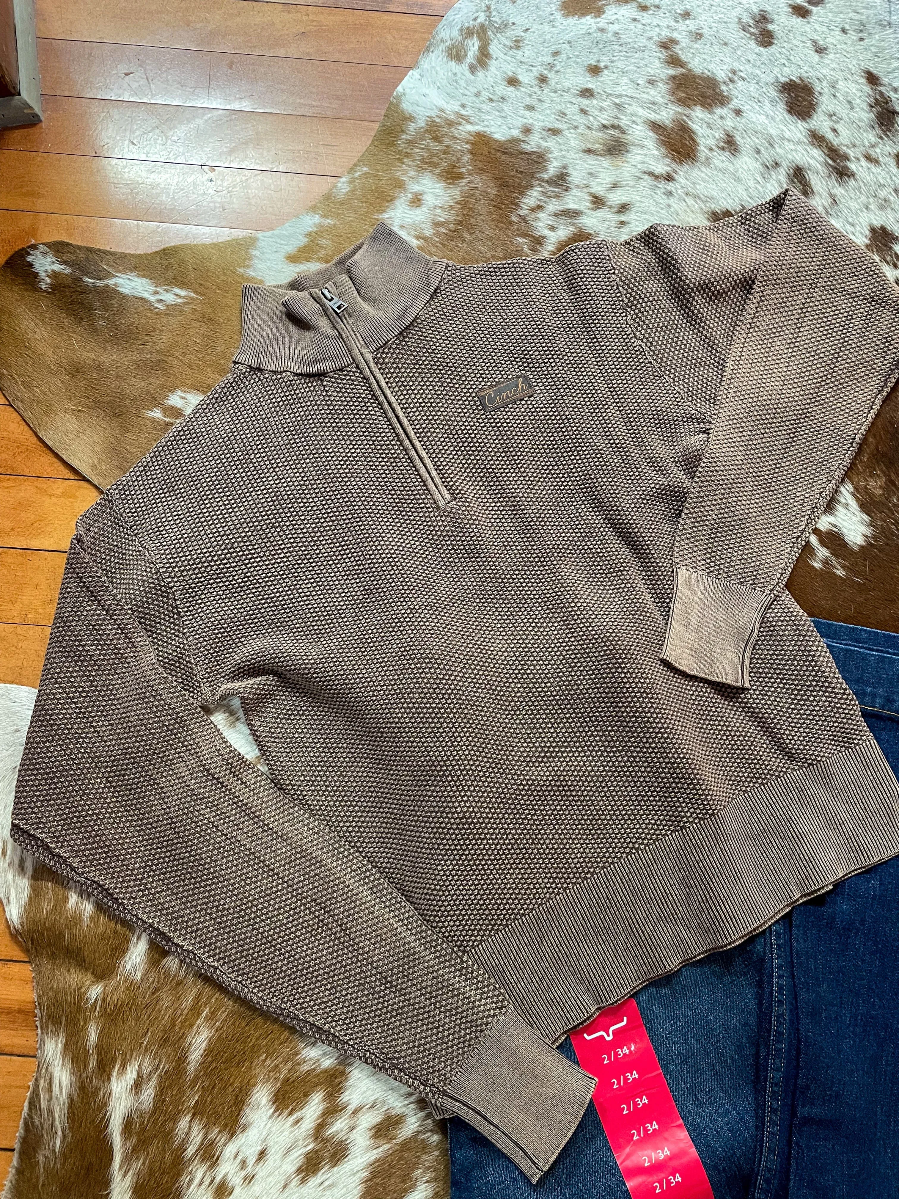 Cinch Women's Brown 1/4 Zip Sweater