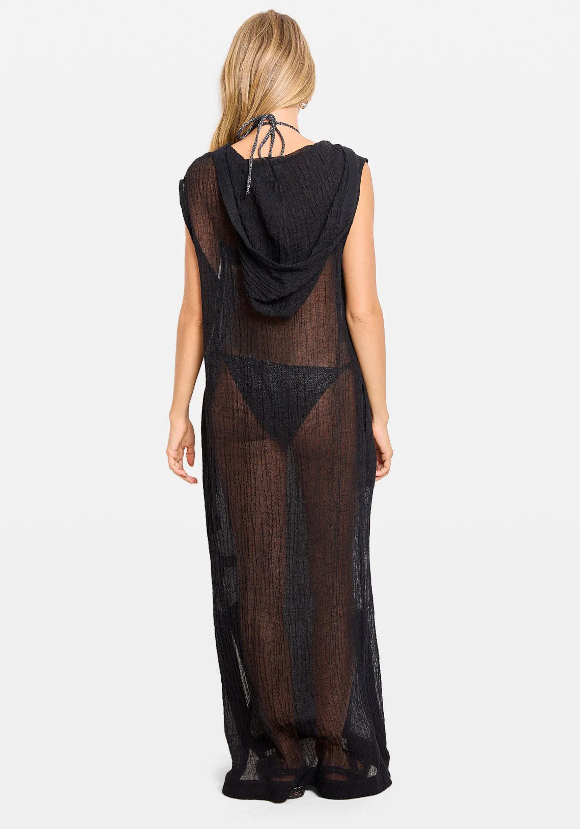 COLUMN DRESS BLACK SORENTTO GAUZE