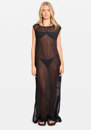 COLUMN DRESS BLACK SORENTTO GAUZE