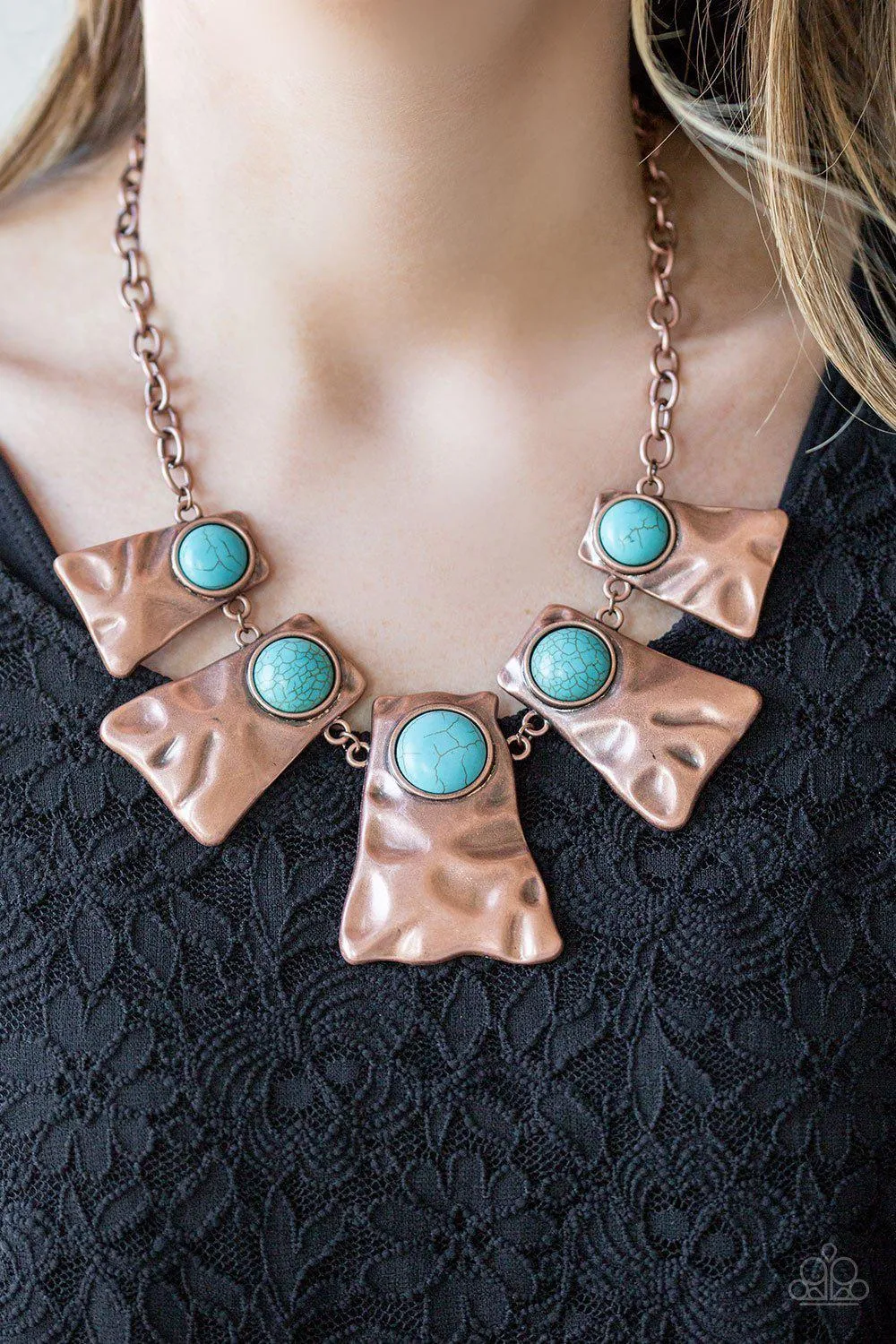 Cougar Copper and Blue Turquoise Stone Necklace - Paparazzi Accessories