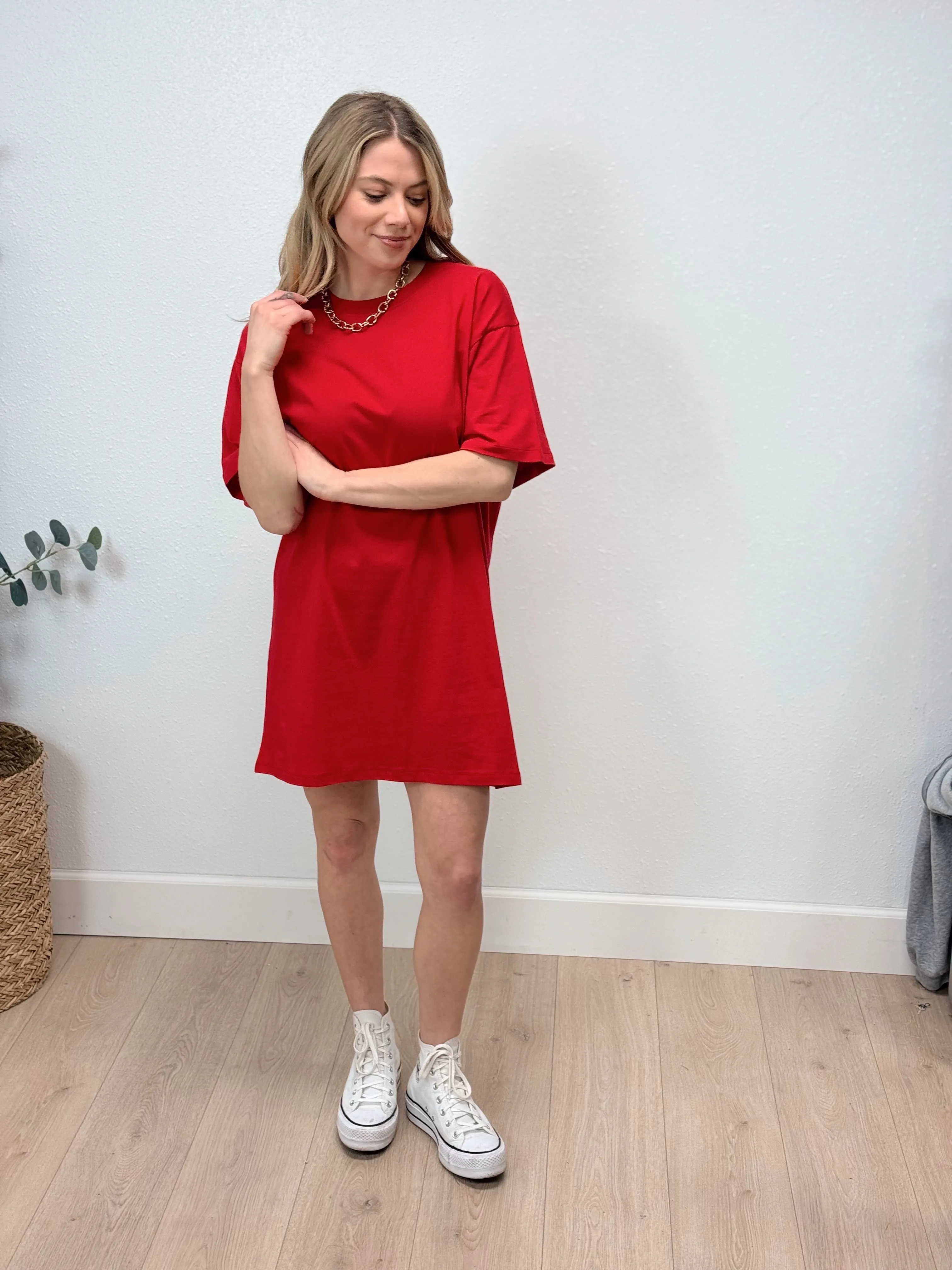 Crewneck T-Shirt Dress - 2 Colors