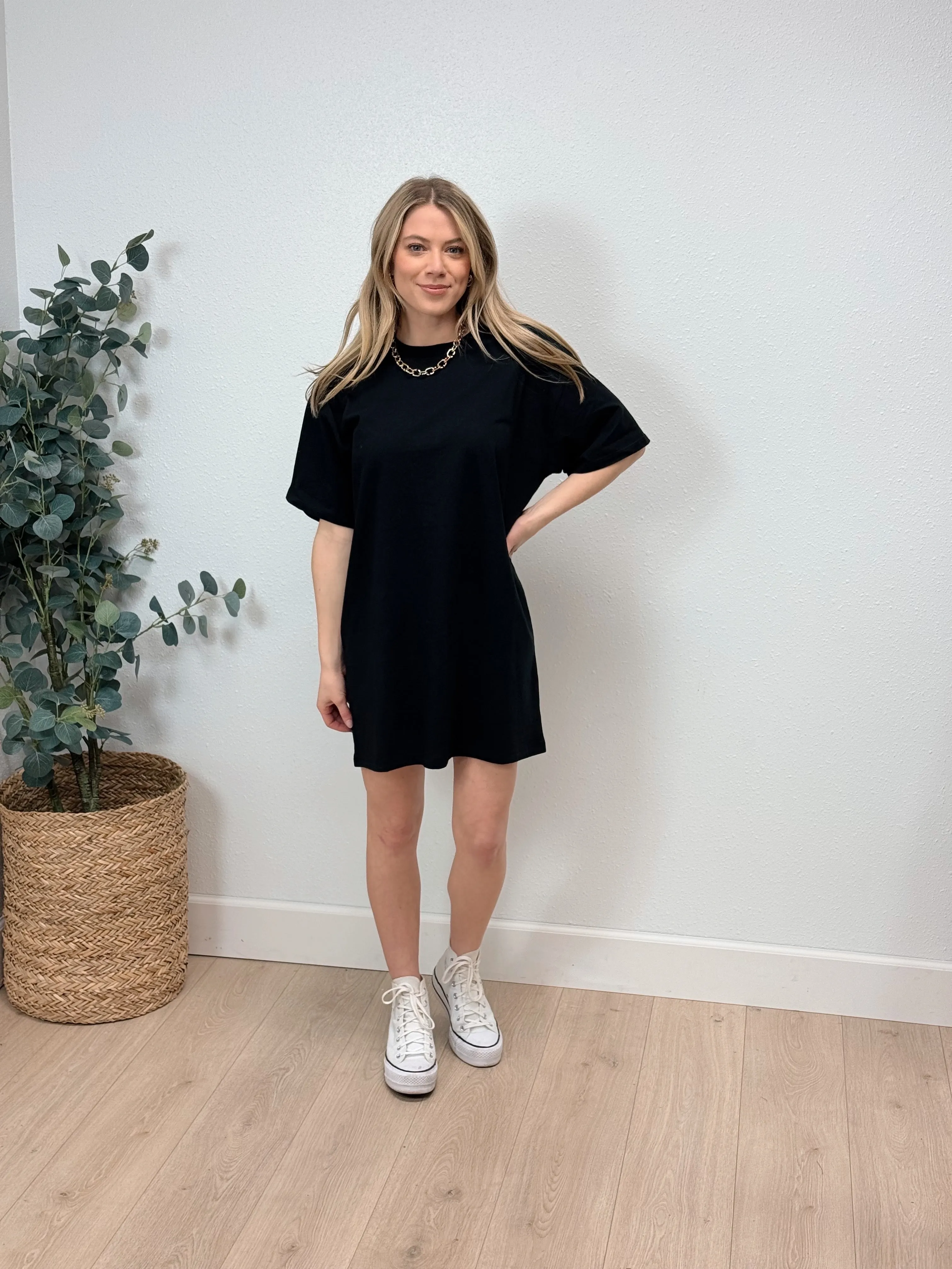 Crewneck T-Shirt Dress - 2 Colors