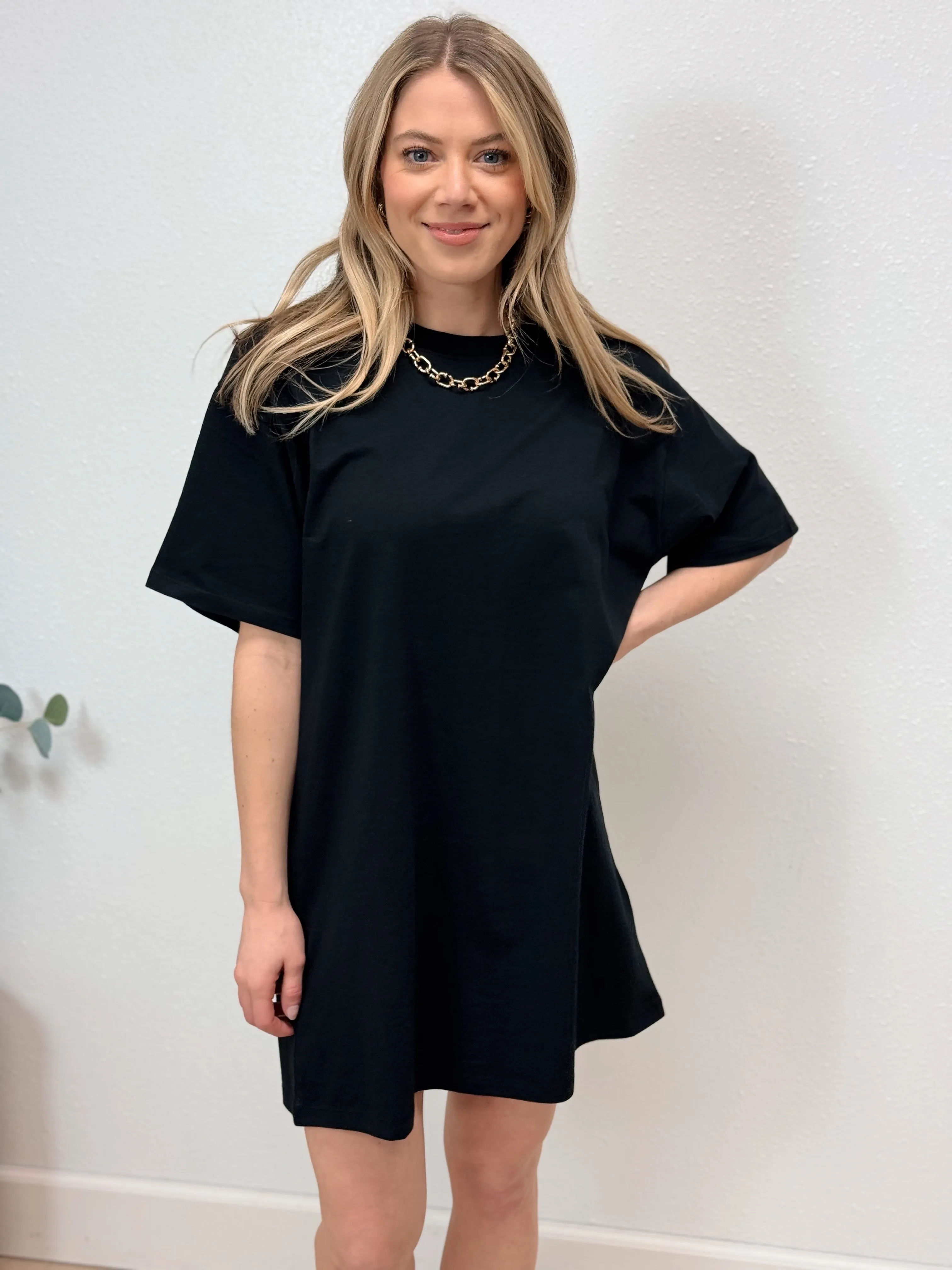 Crewneck T-Shirt Dress - 2 Colors