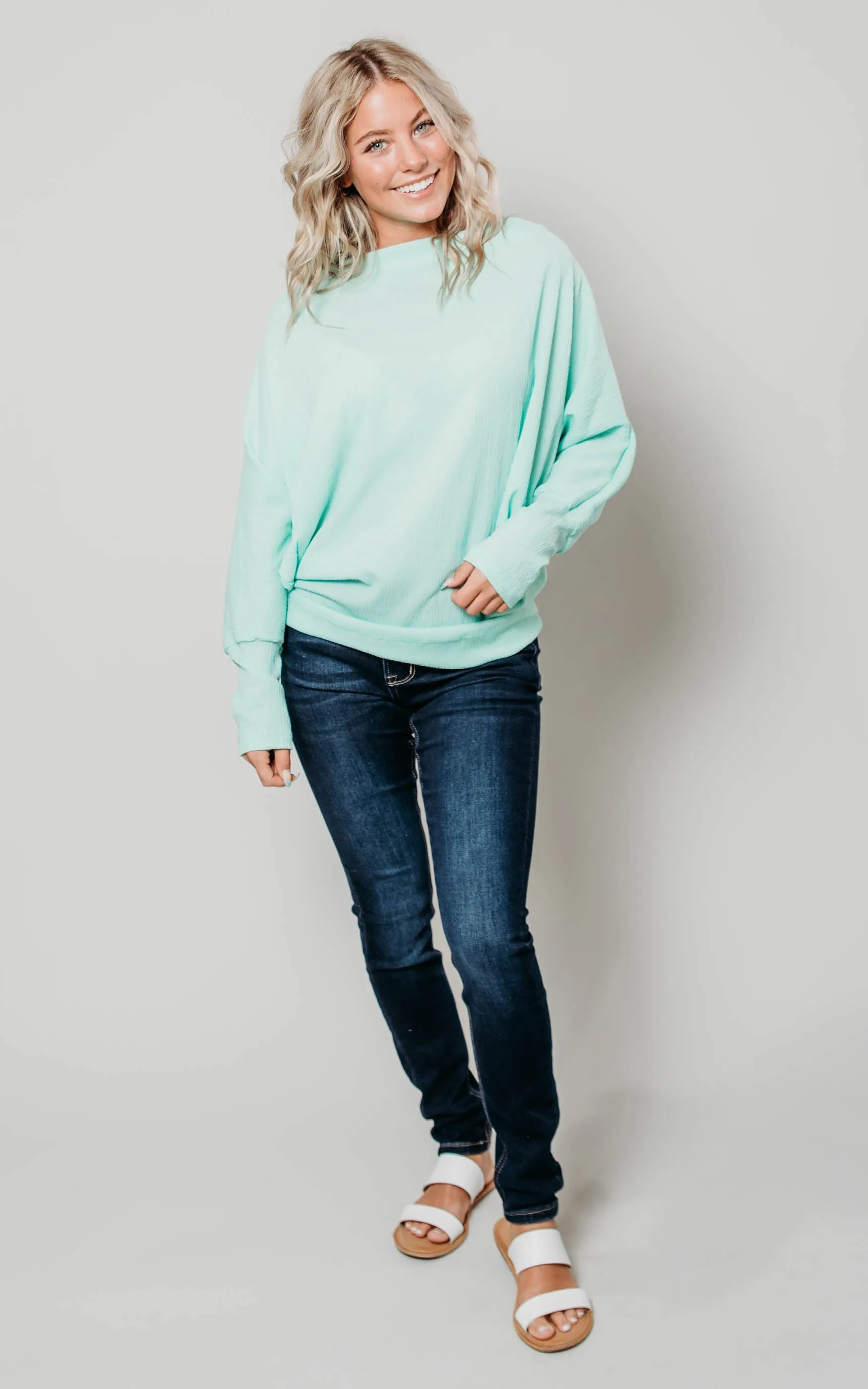 Crinkle Knit Dolman Top - Final Sale
