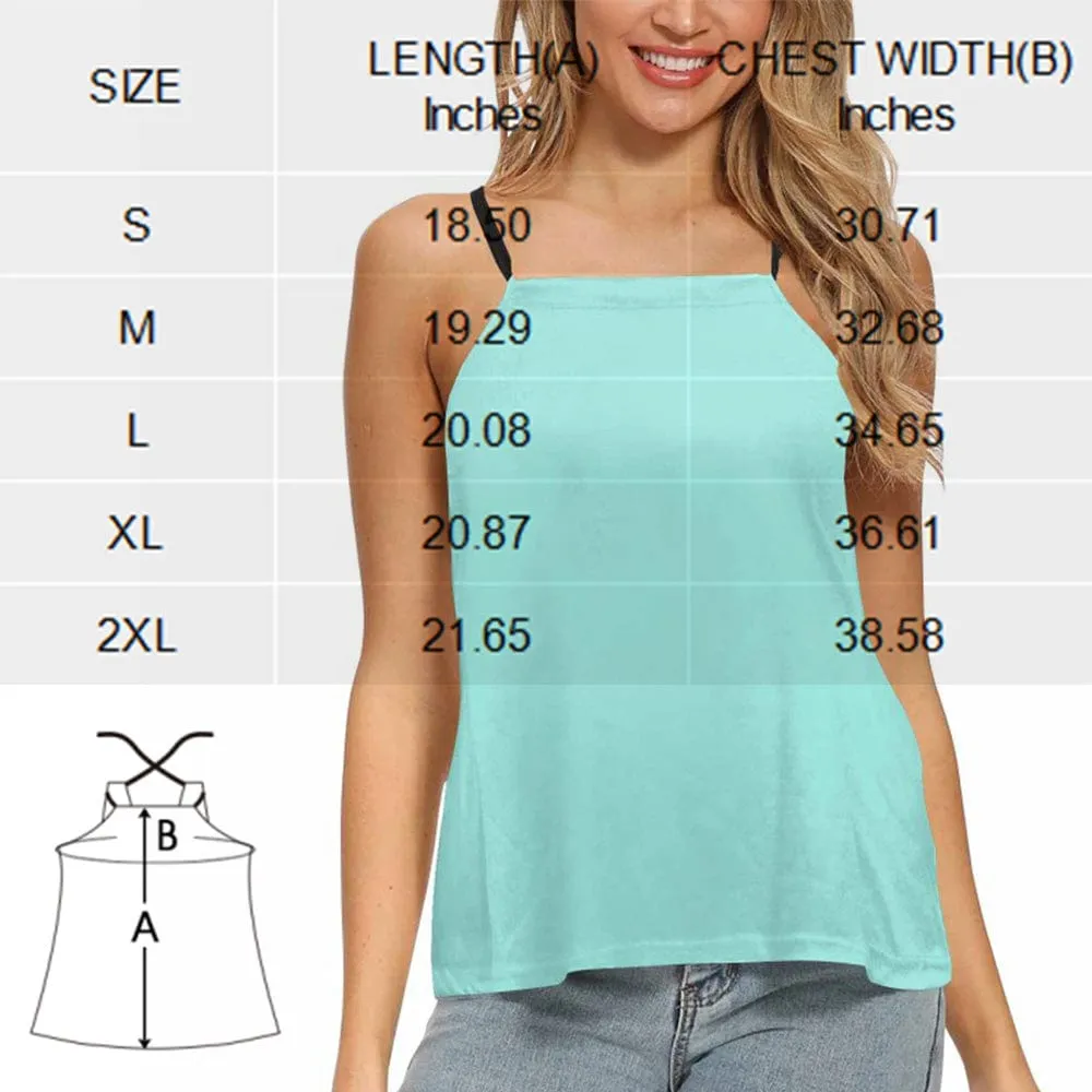 Custom Face Tops Tropical Leaves Women's Loose Fit Adjustable Halter Neck Tank Top