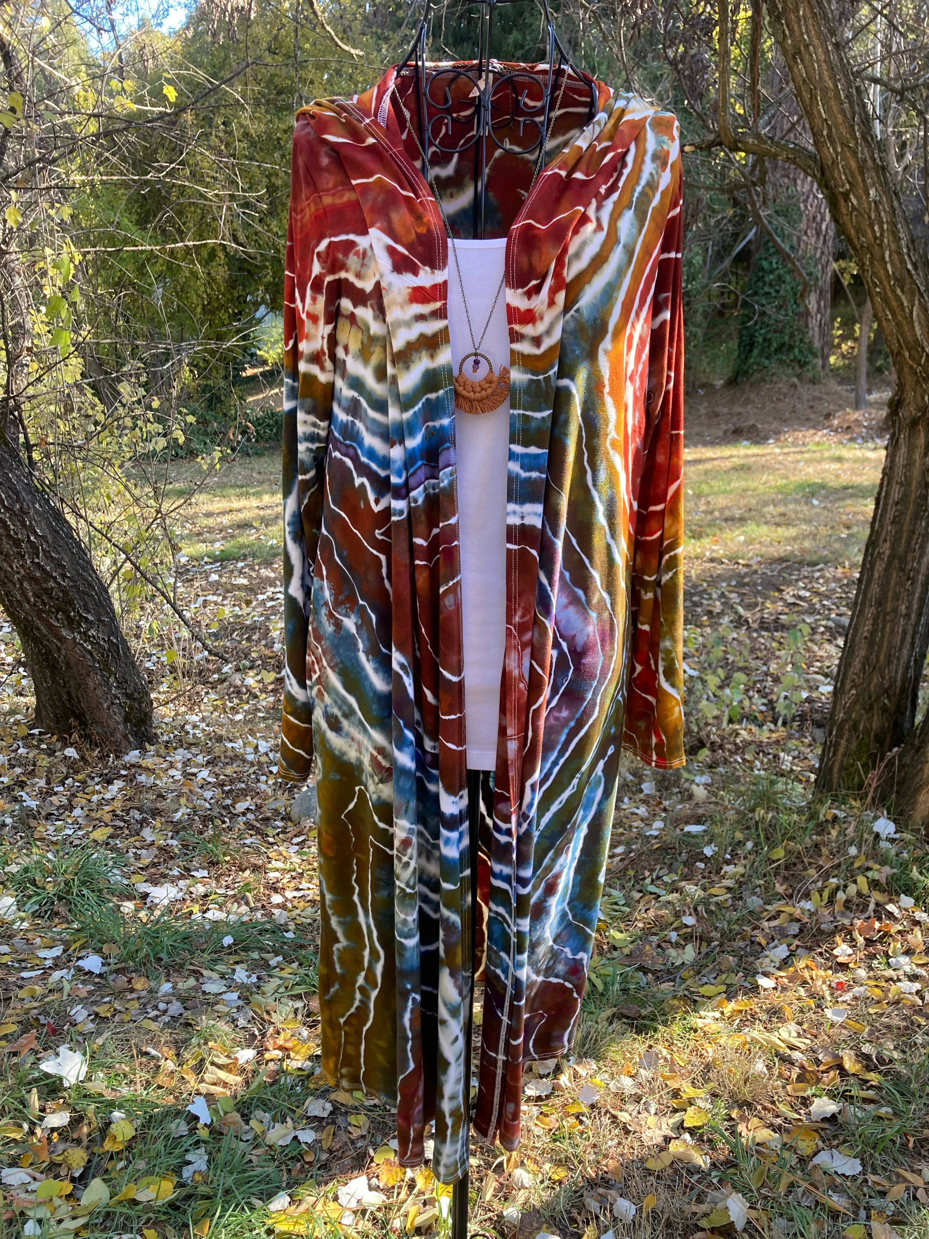 Custom Geode Hooded Duster Cardigan and Matching Palazzo Pants for Connie