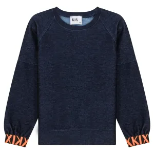 ELASTIC CUFF DENIM SWEATSHIRT