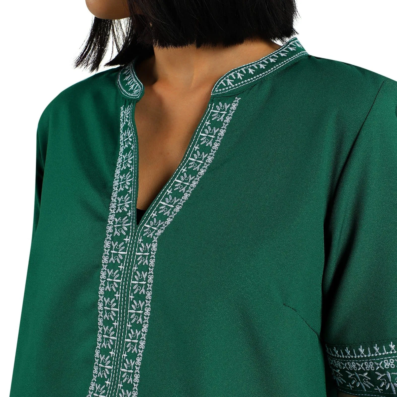 ETHNIC EMBROIDERY STITCHING V-NECK TOPS