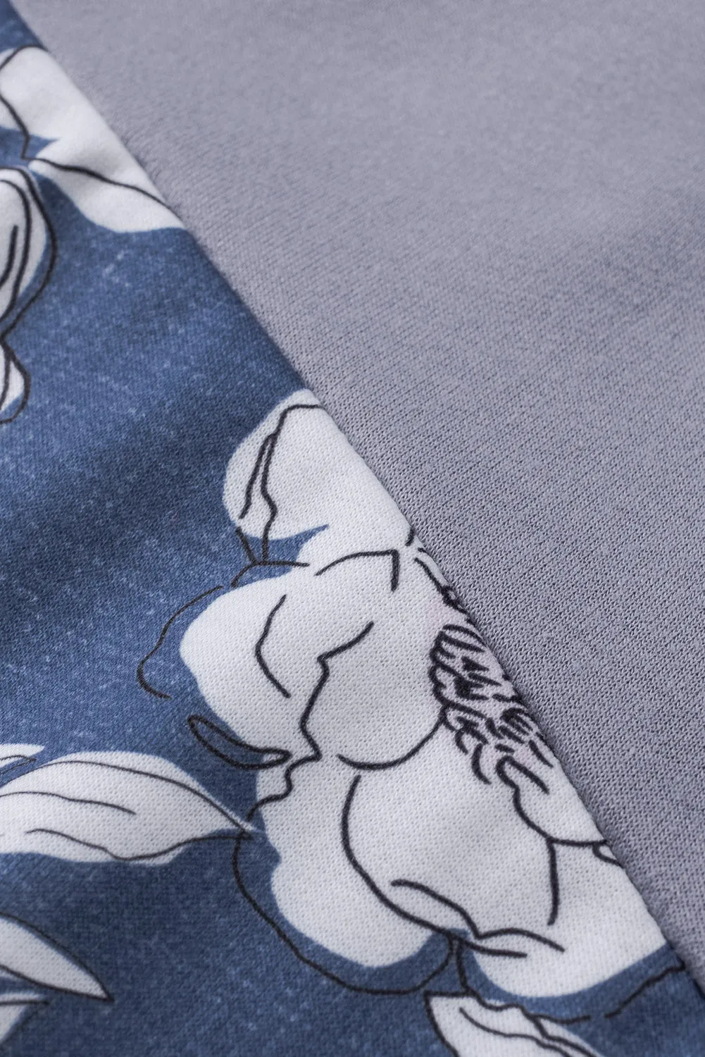 Floral Splicing Cowl Neck Hoodie