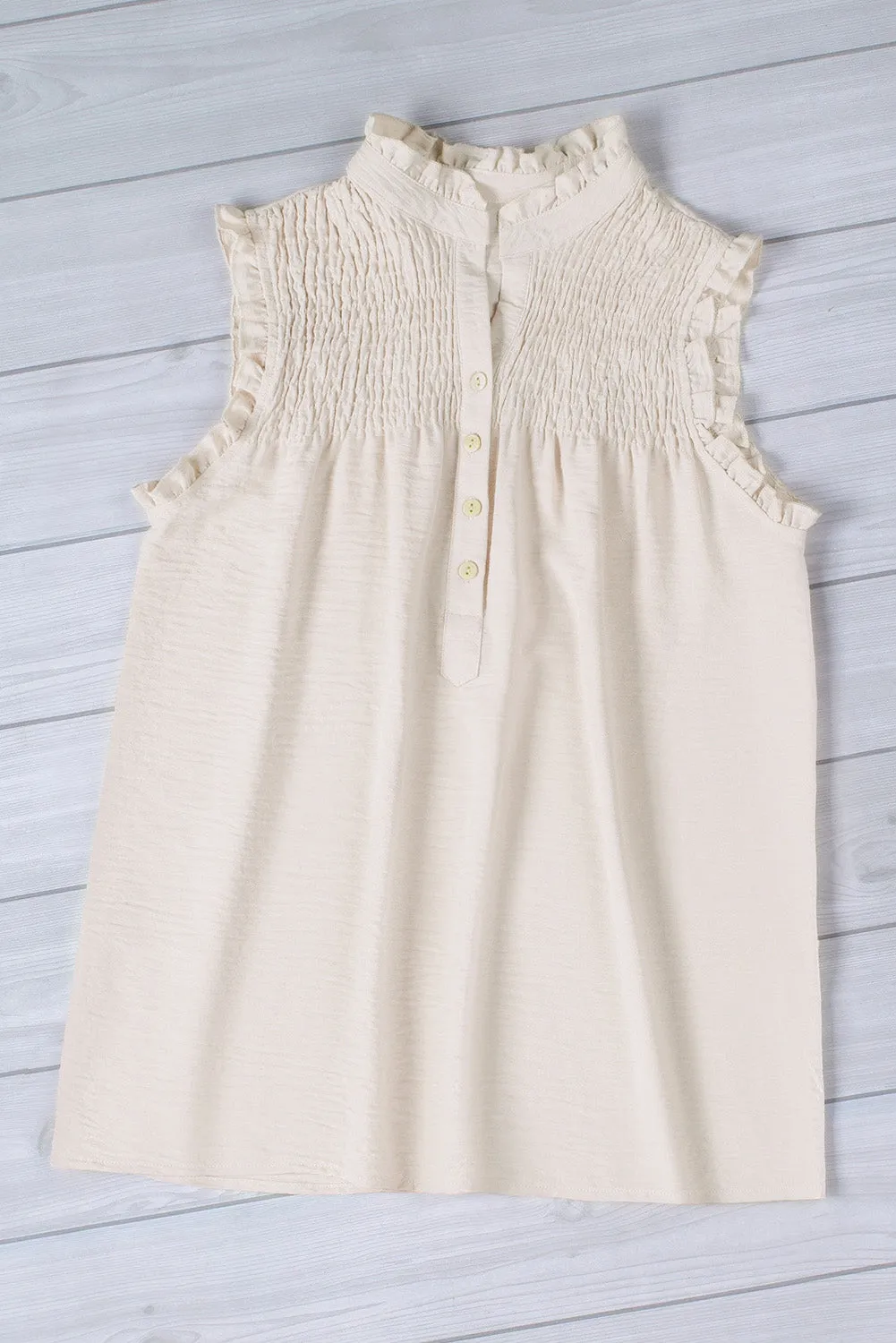 Frilled Tank Top with Buttons