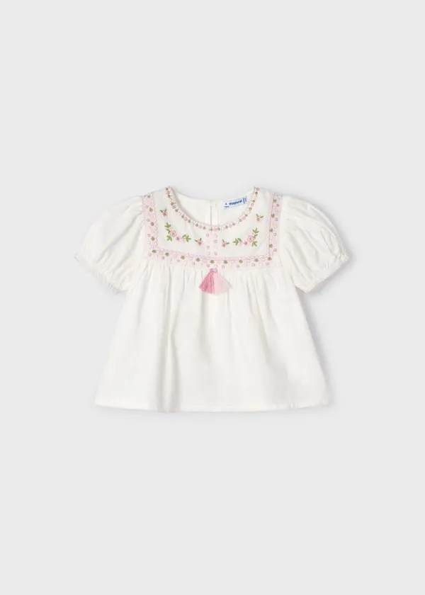 girls embroidered short sleeve