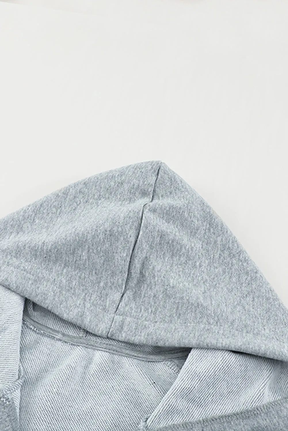 Grey Casual Solid Color Lace-up Hoodie
