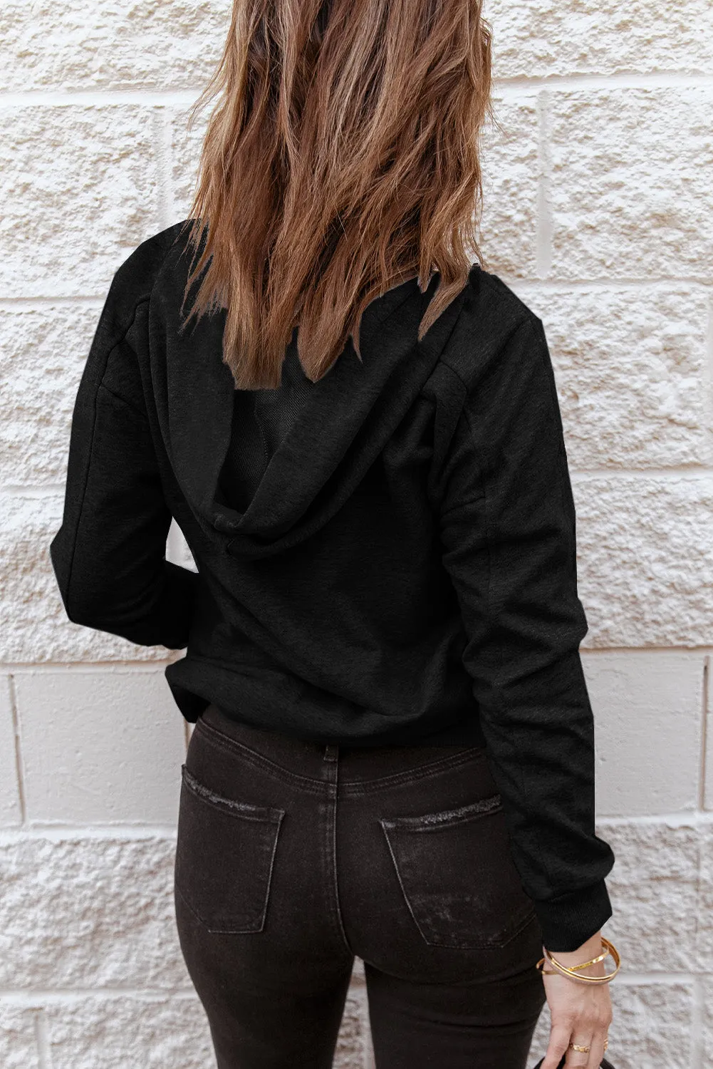 Grey Casual Solid Color Lace-up Hoodie
