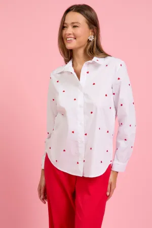 Heart Embroidered Poplin Top