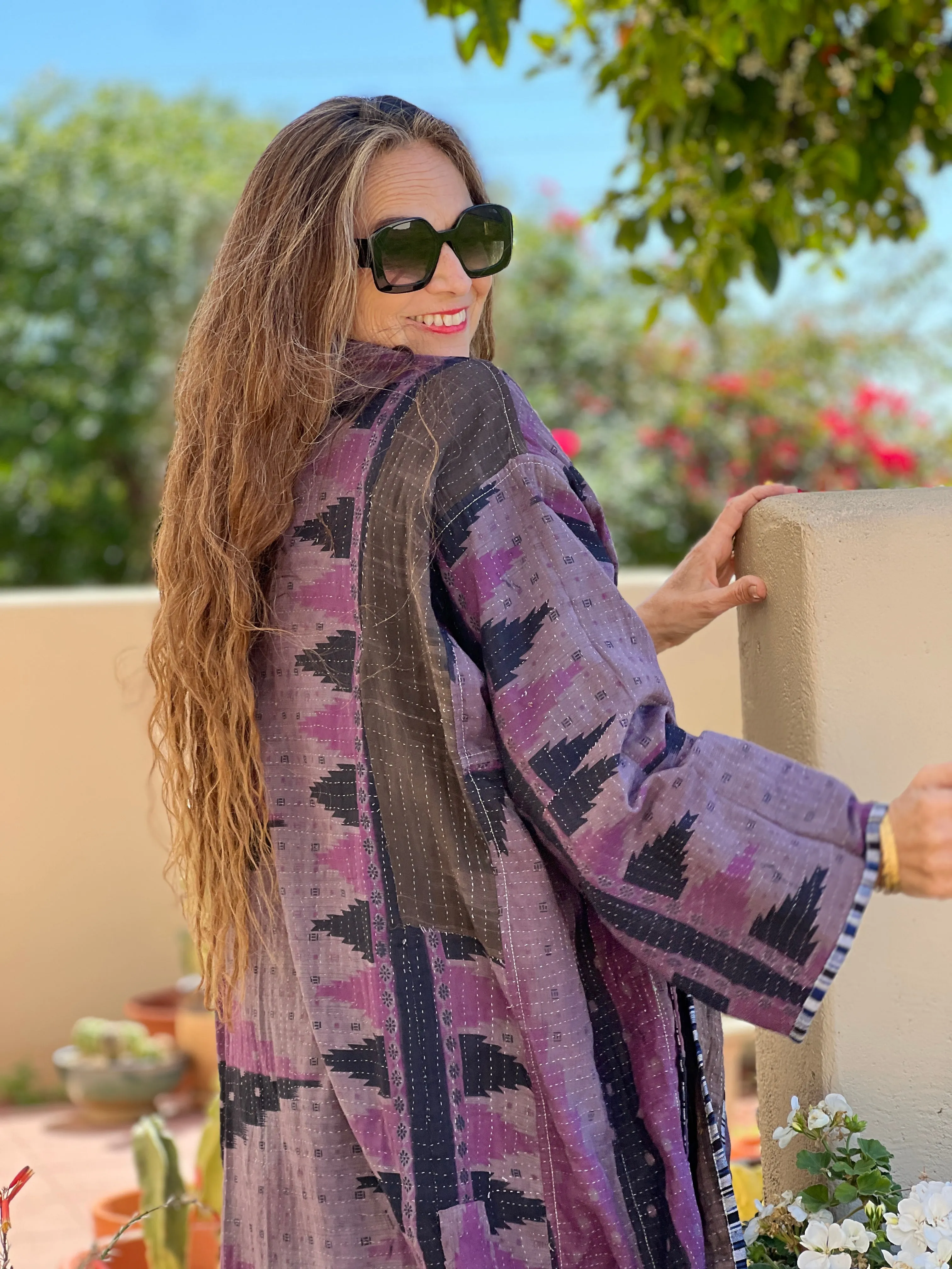 Heeja Cotton Vintage Quilted Kantha Coat One of a Kind
