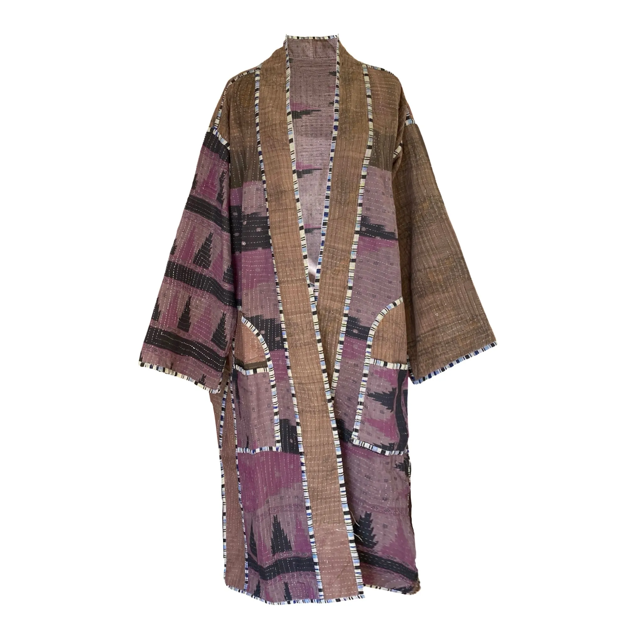 Heeja Cotton Vintage Quilted Kantha Coat One of a Kind