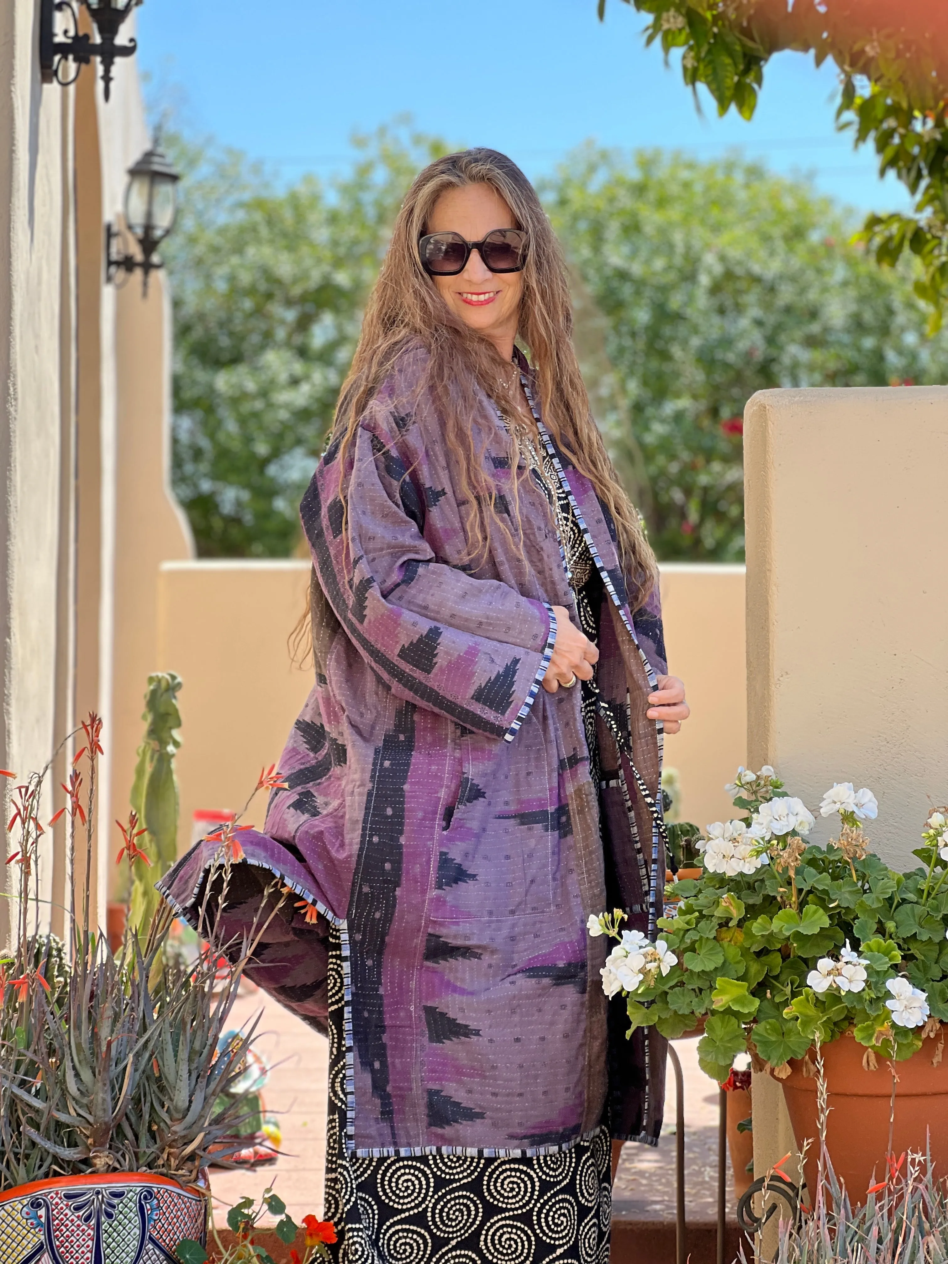 Heeja Cotton Vintage Quilted Kantha Coat One of a Kind
