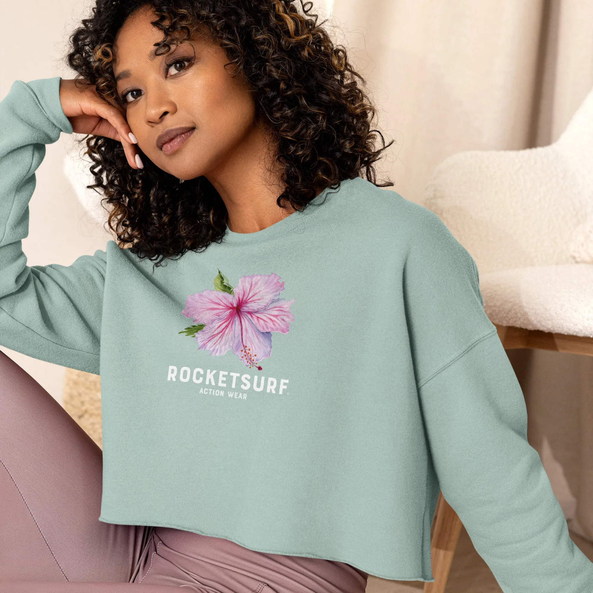 Hibiscus Flower Crop Sweatshirt