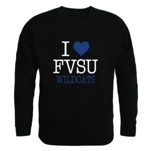 I Love Fort Valley State University Wildcats Fleece Crewneck Pullover Sweatshirt