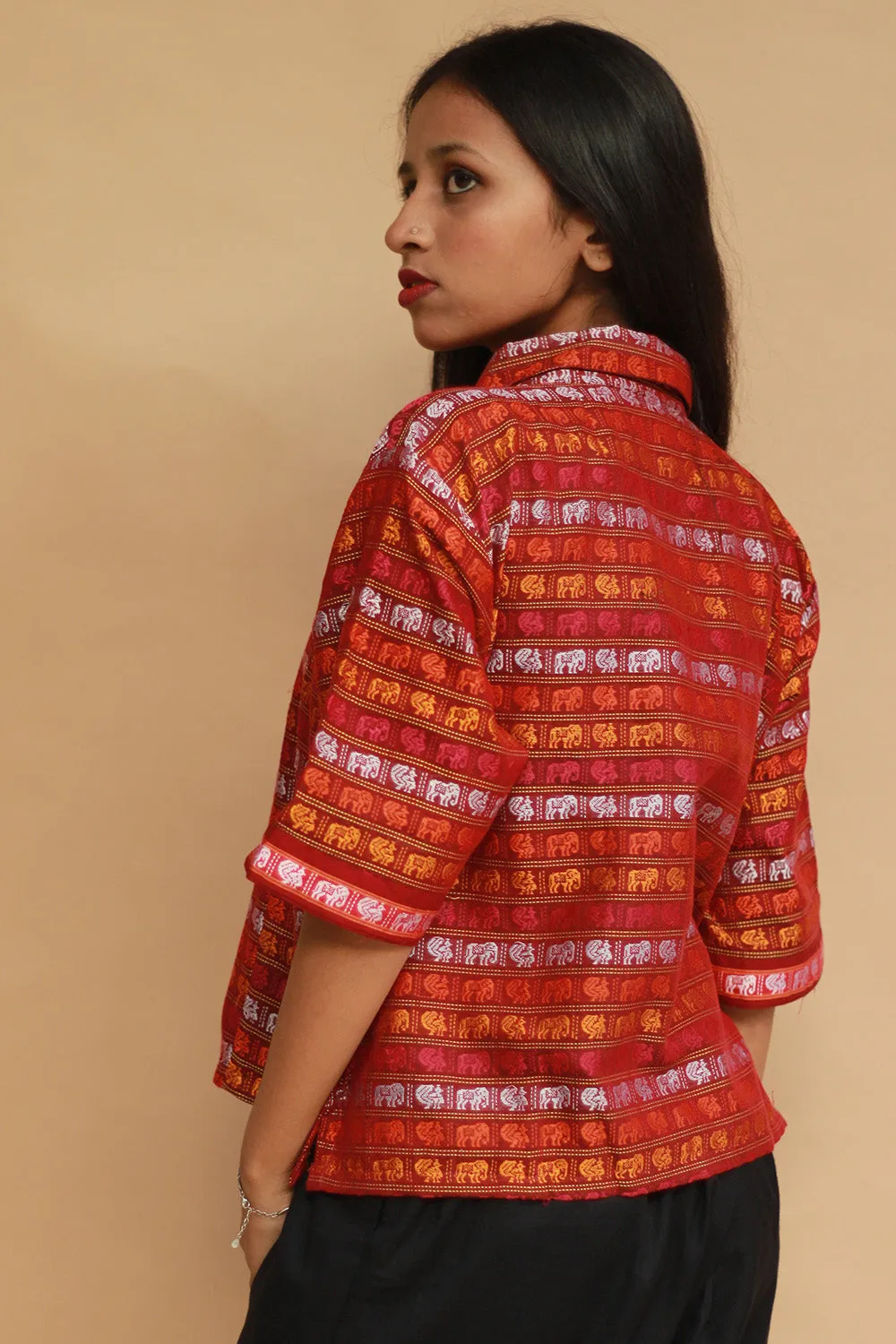 Kanaka | Khunn Cropped Shirt | Multicolour Elephants