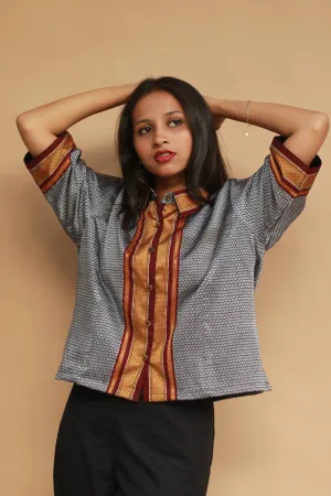 Kanaka | Khunn Cropped Shirt | Silver