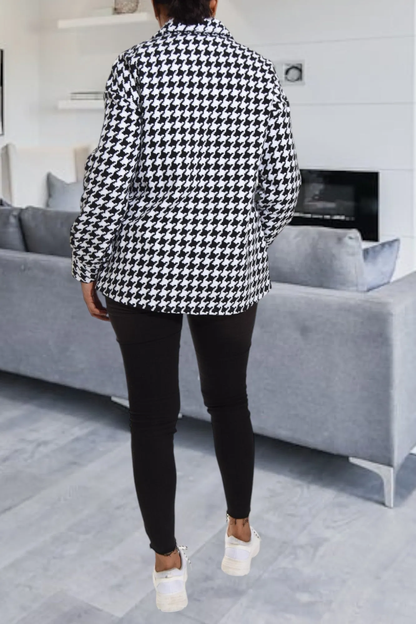 Ladies Houndstooth Pattern Blazer
