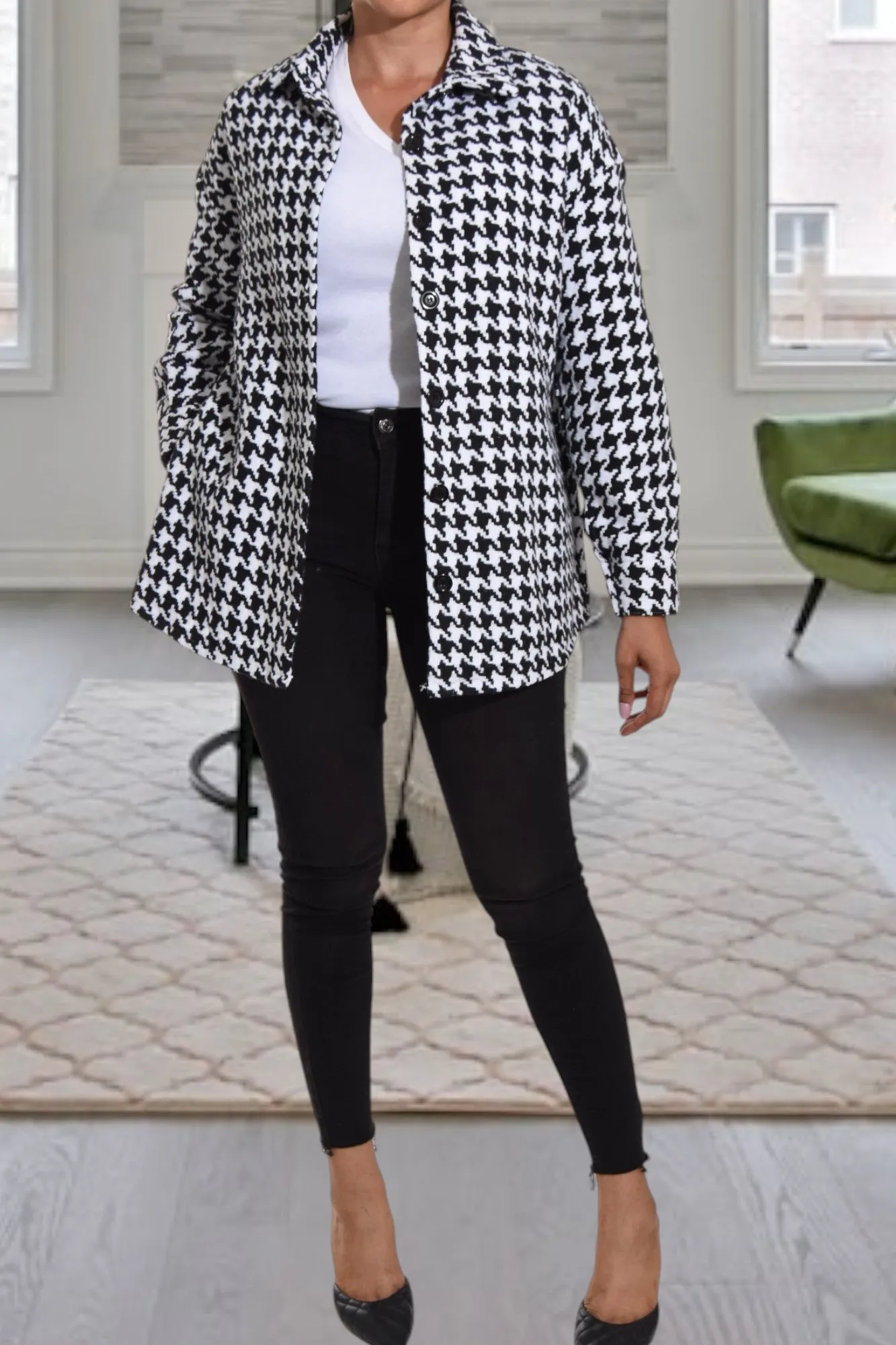 Ladies Houndstooth Pattern Blazer